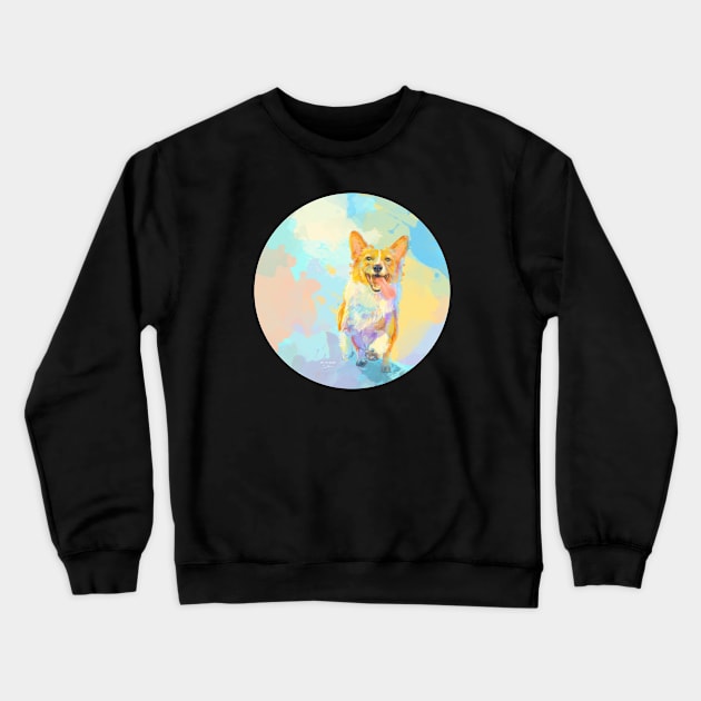 Happy Corgi - Dog Art Crewneck Sweatshirt by Flo Art Studio